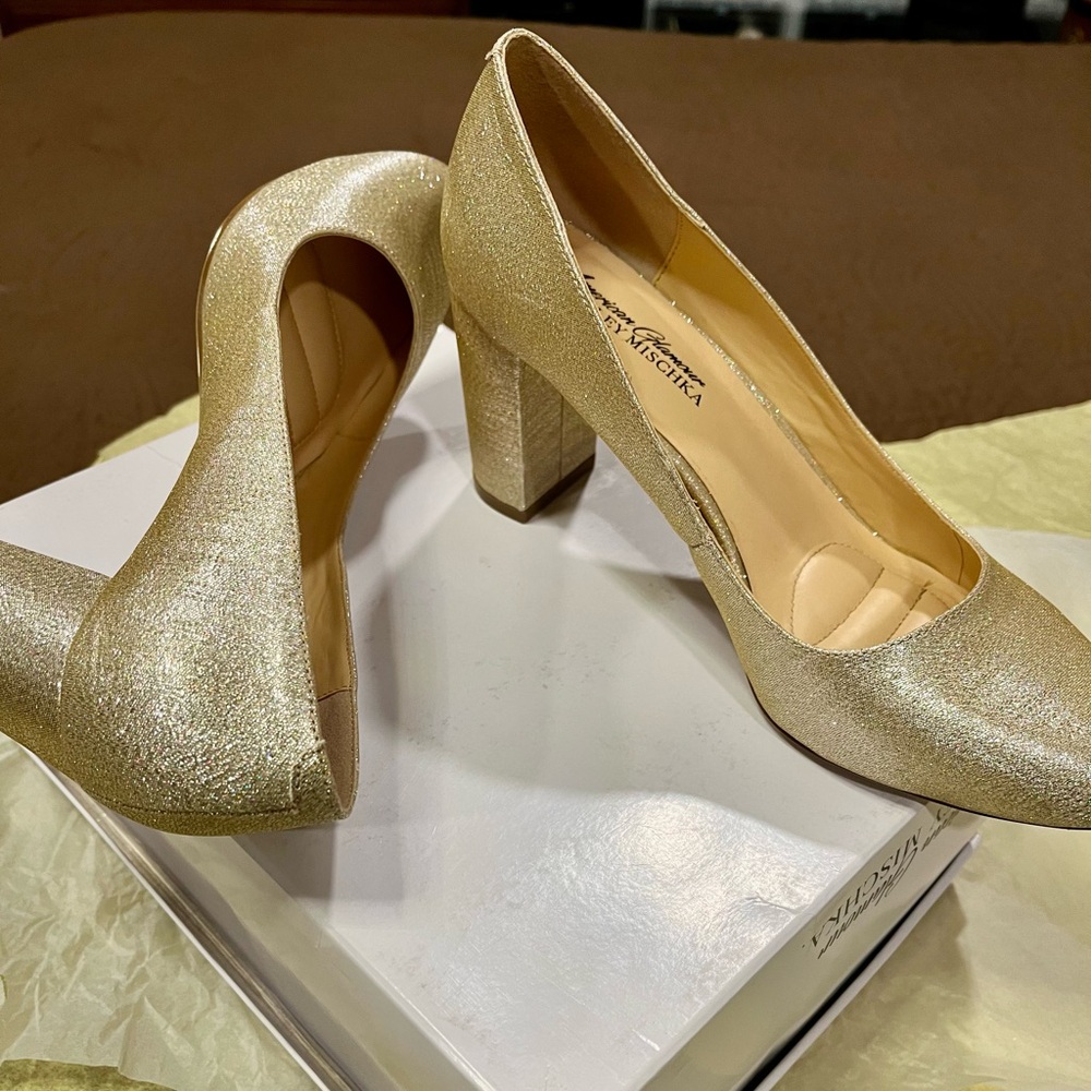 Shoes , sparkling glittery gold